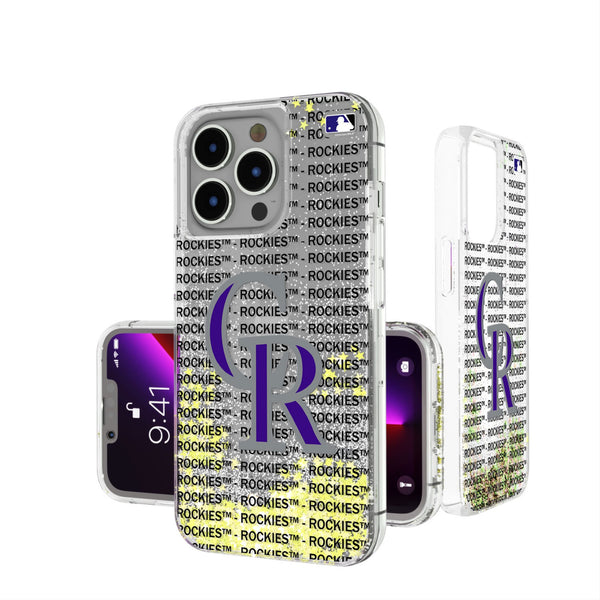 Colorado Rockies Text Backdrop iPhone Glitter Phone Case