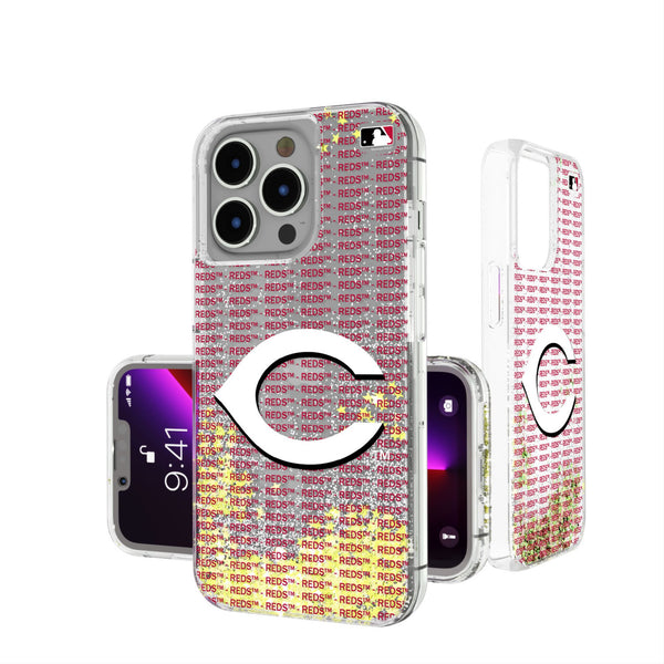 Cincinnati Reds Text Backdrop iPhone Glitter Phone Case