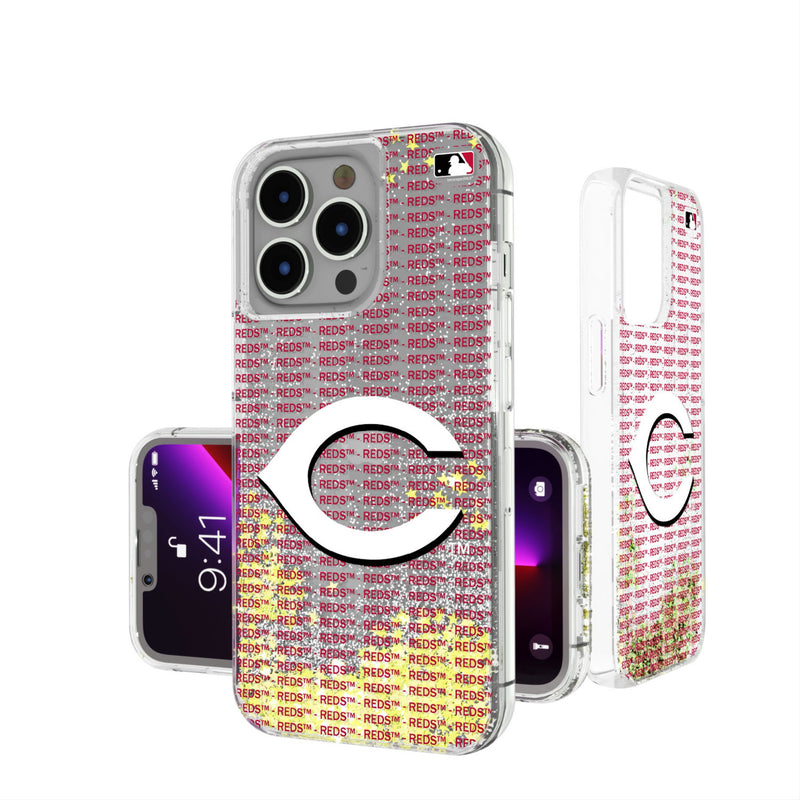 Cincinnati Reds Text Backdrop iPhone Glitter Phone Case