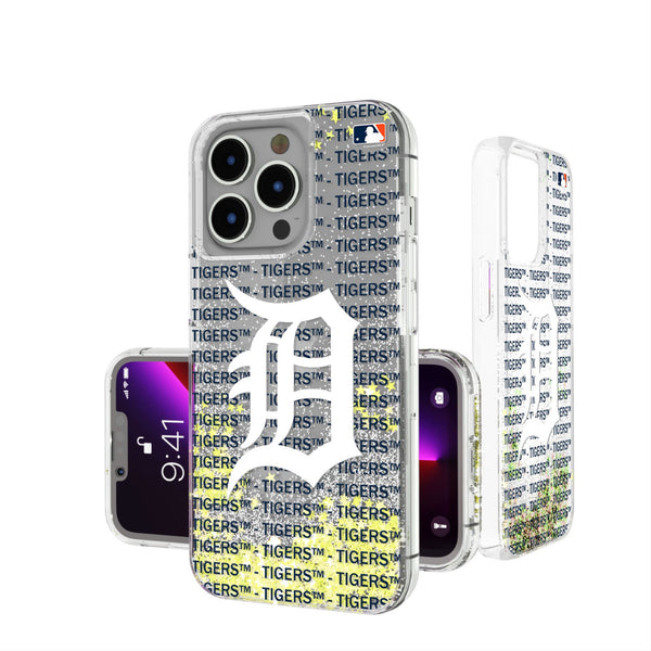 Detroit Tigers Text Backdrop iPhone Glitter Phone Case