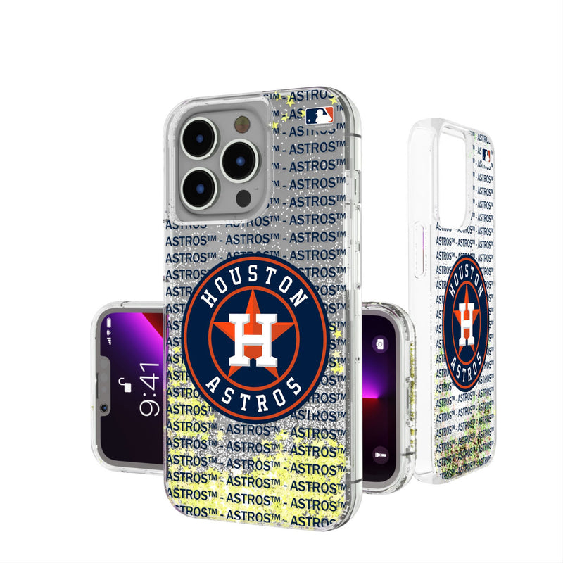 Houston Astros Text Backdrop iPhone Glitter Phone Case