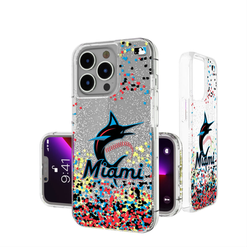 Miami Marlins Confetti iPhone Glitter Phone Case