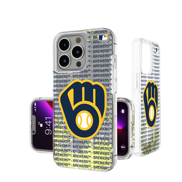 Milwaukee Brewers Text Backdrop iPhone Glitter Phone Case