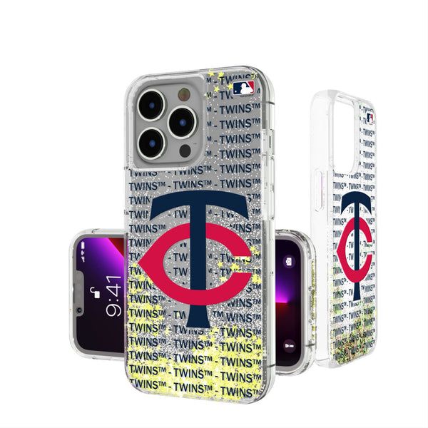 Minnesota Twins Text Backdrop iPhone Glitter Phone Case