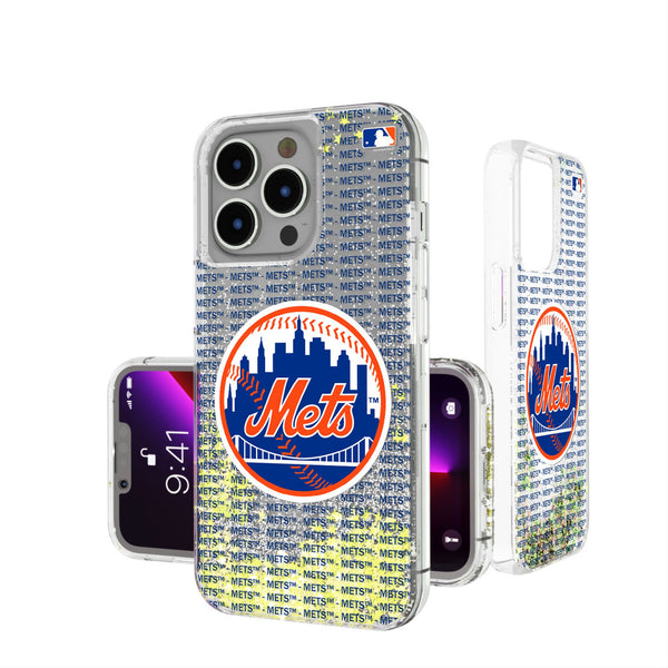 New York Mets Text Backdrop iPhone Glitter Phone Case