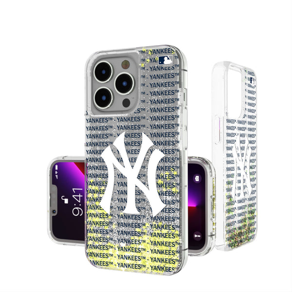 New York Yankees Text Backdrop iPhone Glitter Phone Case