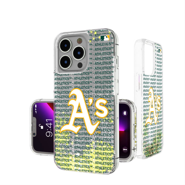 Oakland Athletics Text Backdrop iPhone Glitter Phone Case