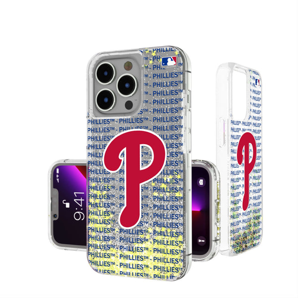 Philadelphia Phillies Text Backdrop iPhone Glitter Phone Case