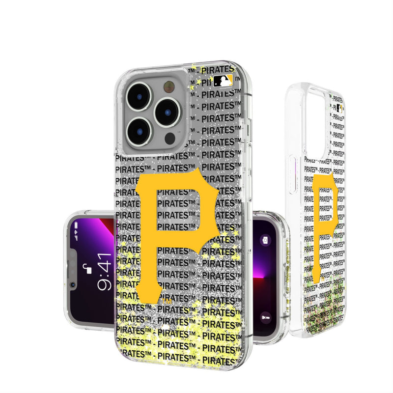 Pittsburgh Pirates Text Backdrop iPhone Glitter Phone Case