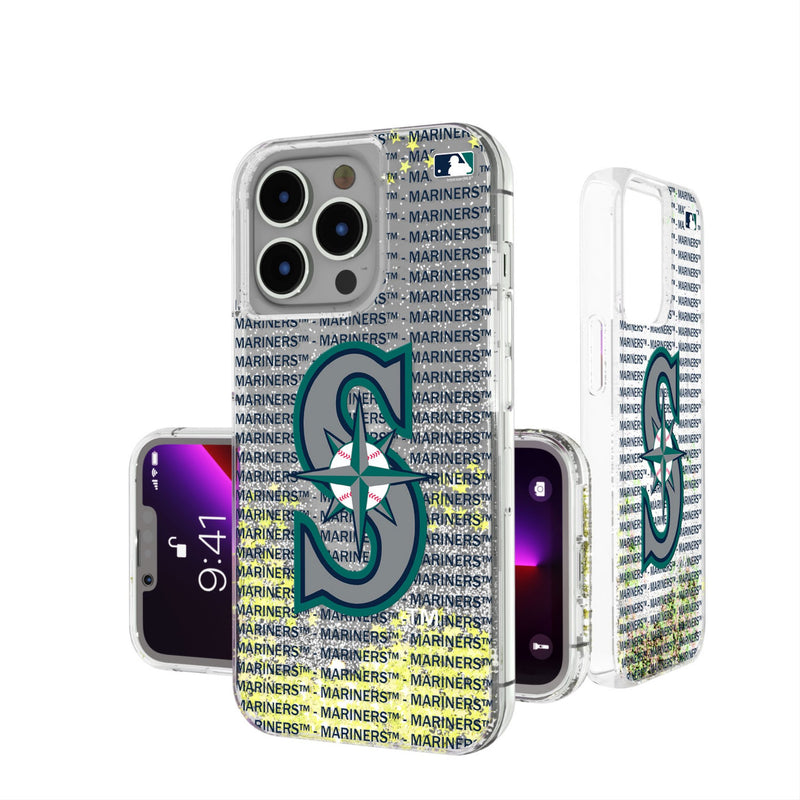 Seattle Mariners Text Backdrop iPhone Glitter Phone Case