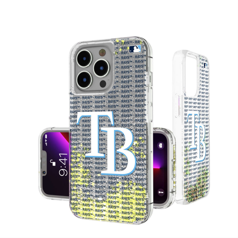 Tampa Bay Rays Text Backdrop iPhone Glitter Phone Case