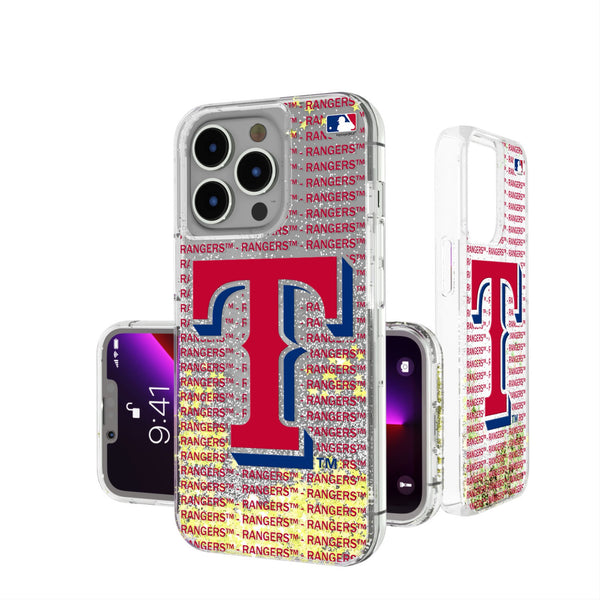 Texas Rangers Text Backdrop iPhone Glitter Phone Case