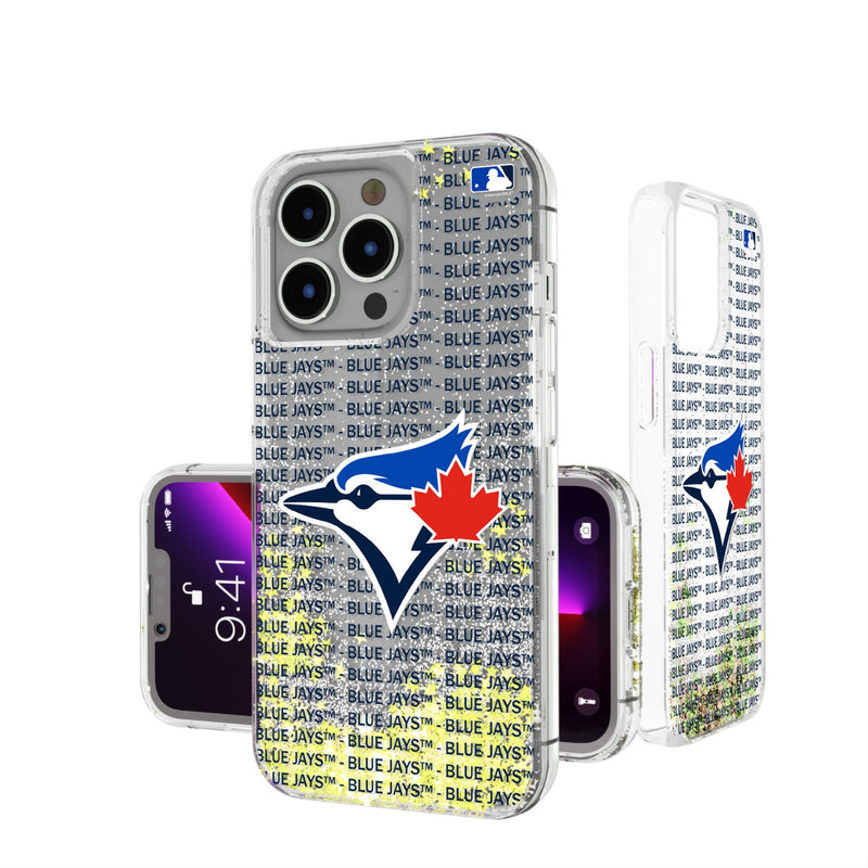 Toronto Blue Jays Text Backdrop iPhone Glitter Phone Case