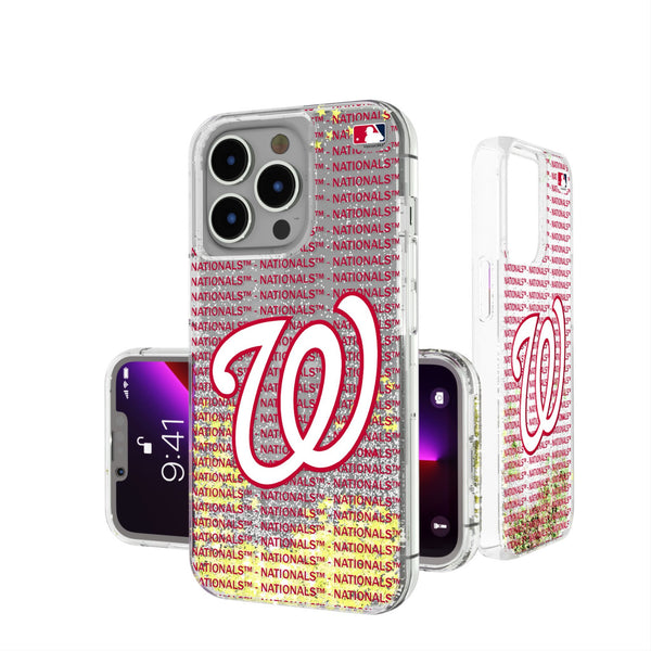 Washington Nationals Text Backdrop iPhone Glitter Phone Case