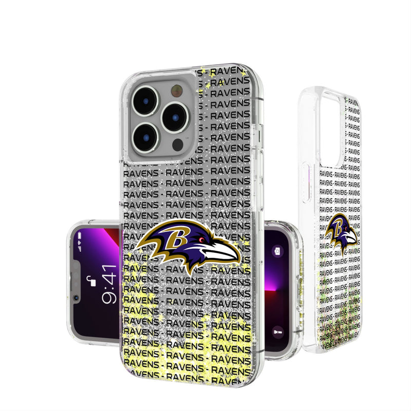 Baltimore Ravens Text Backdrop iPhone Glitter Phone Case