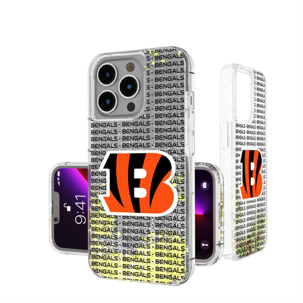 Cincinnati Bengals Text Backdrop iPhone Glitter Phone Case