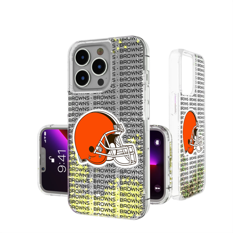 Cleveland Browns Text Backdrop iPhone Glitter Phone Case