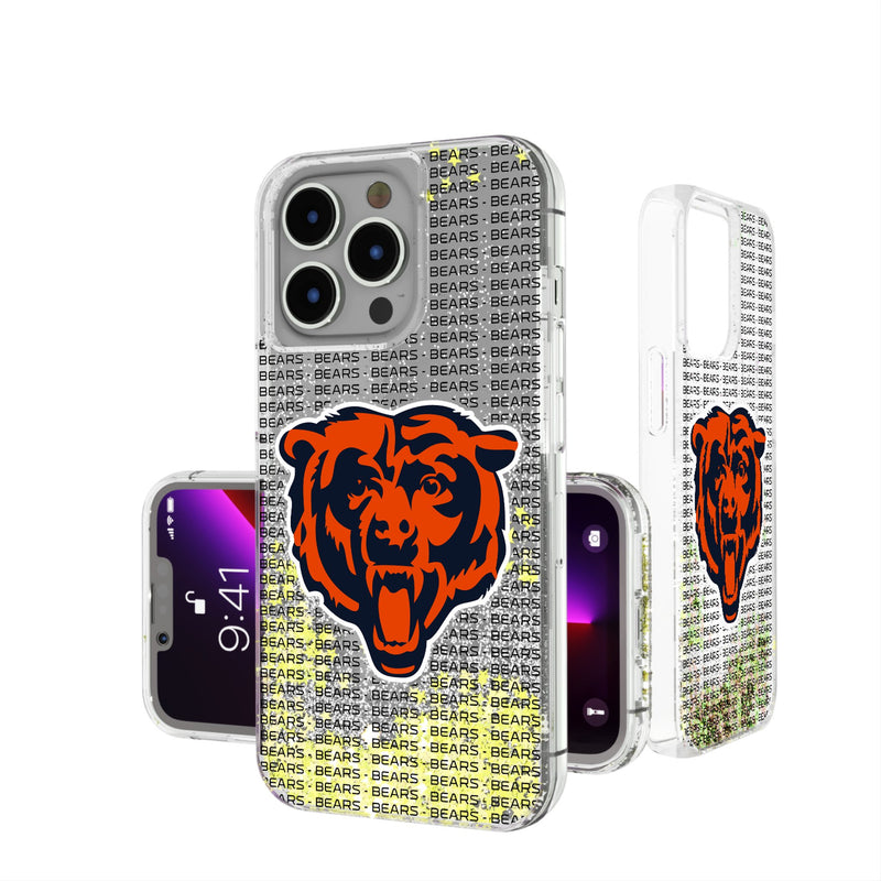 Chicago Bears Text Backdrop iPhone Glitter Phone Case