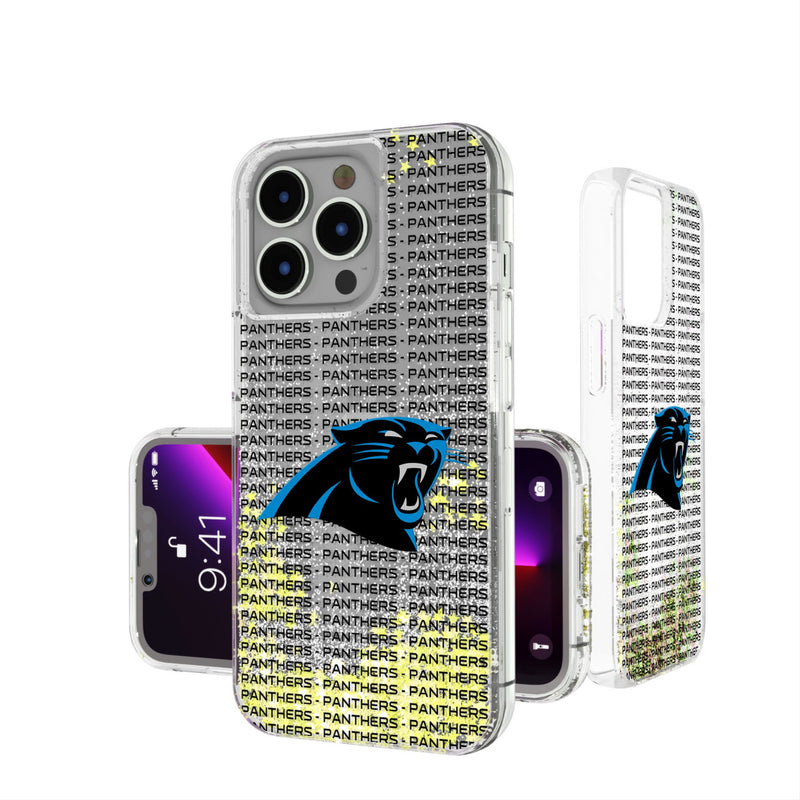 Carolina Panthers Text Backdrop iPhone Glitter Phone Case