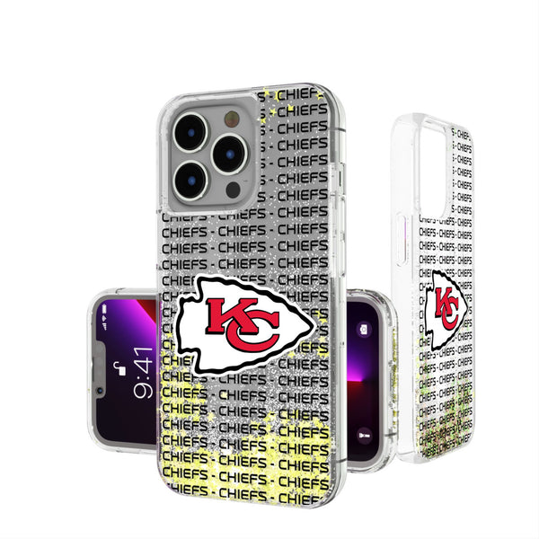 Kansas City Chiefs Text Backdrop iPhone Glitter Phone Case