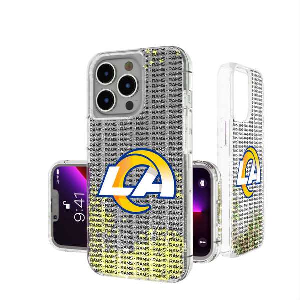 Los Angeles Rams Text Backdrop iPhone Glitter Phone Case