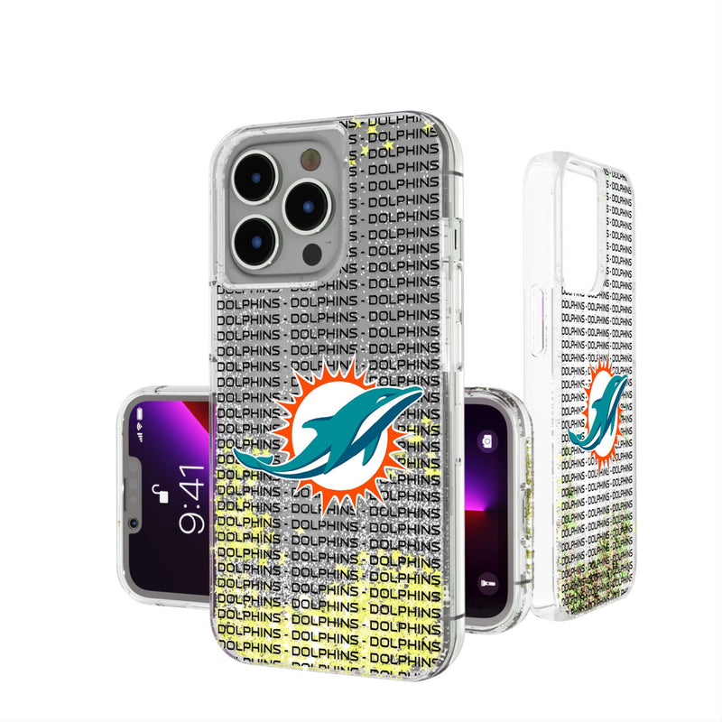 Miami Dolphins Text Backdrop iPhone Glitter Phone Case