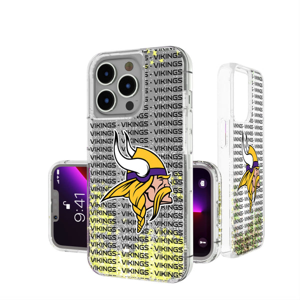 Minnesota Vikings Text Backdrop iPhone Glitter Phone Case