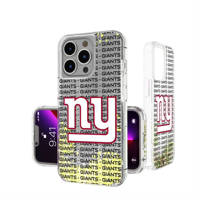 New York Giants Text Backdrop iPhone Glitter Phone Case