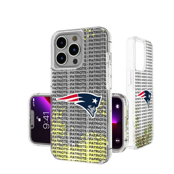 New England Patriots Text Backdrop iPhone Glitter Phone Case