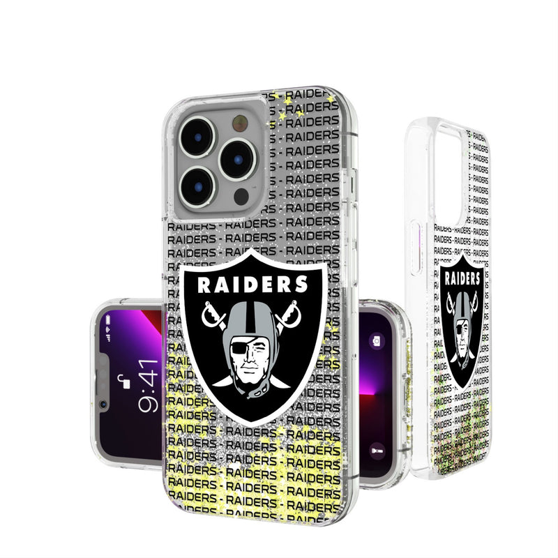 Las Vegas Raiders Text Backdrop iPhone Glitter Phone Case