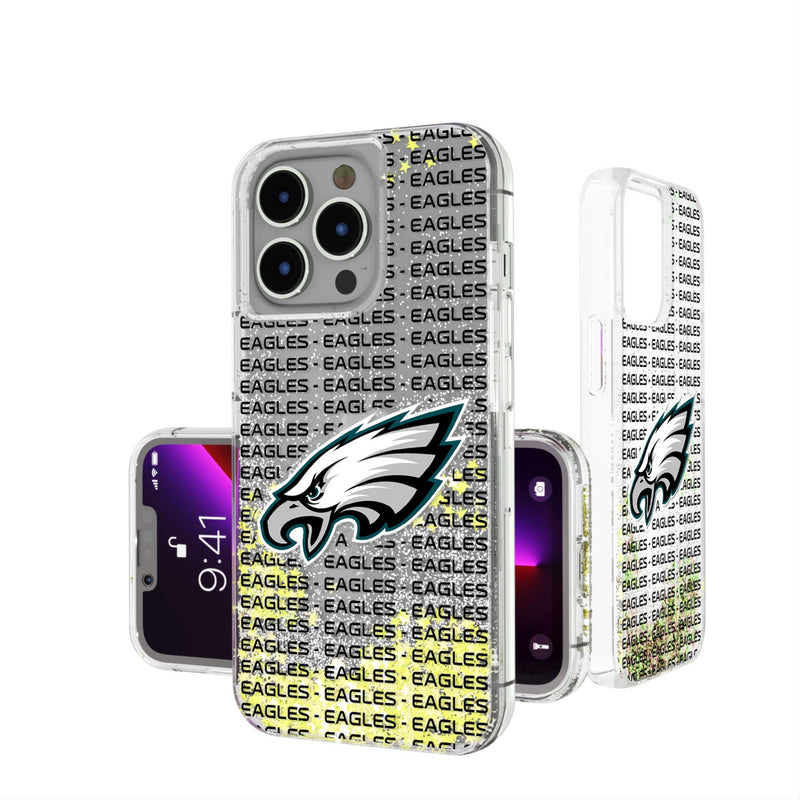 Philadelphia Eagles Text Backdrop iPhone Glitter Phone Case