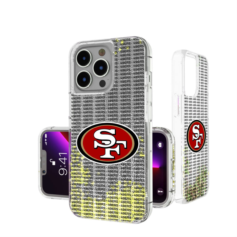 San Francisco 49ers Text Backdrop iPhone Glitter Phone Case