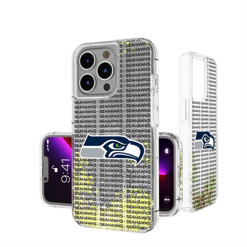 Seattle Seahawks Text Backdrop iPhone Glitter Phone Case