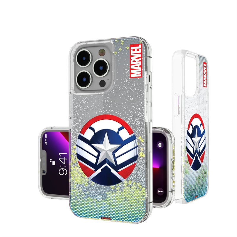 Marvel Avengers Sam Wilson Captain America Grid iPhone Glitter Phone Case