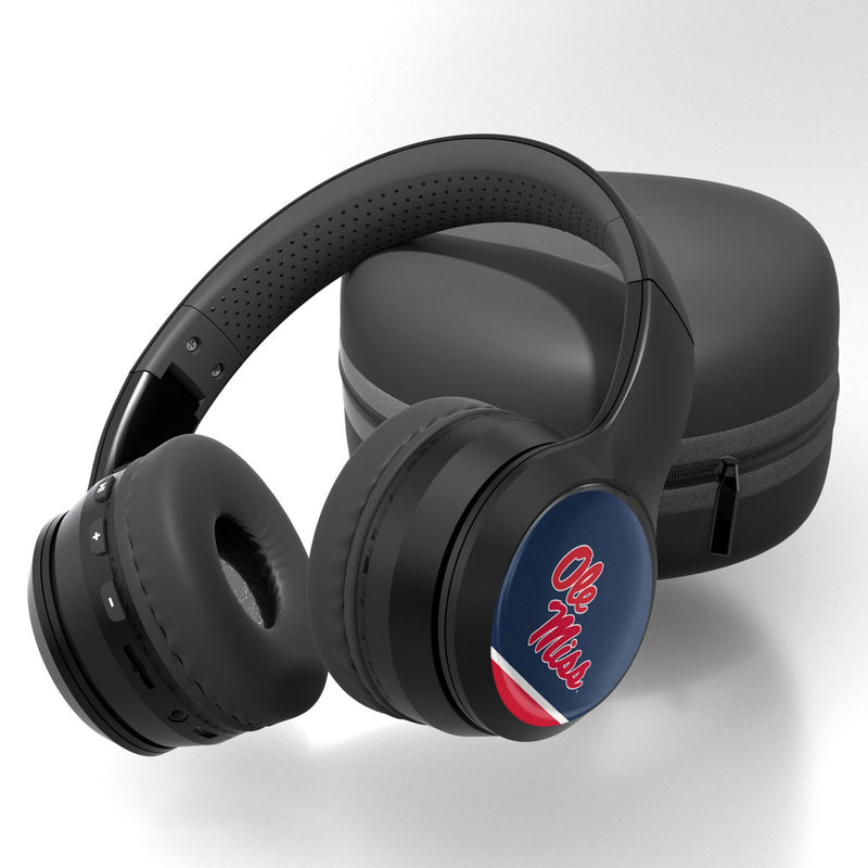 University of Mississippi Rebels Stripe Wireless Over-Ear BT Headphones With Case