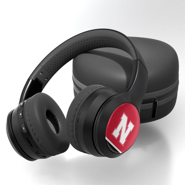 University of Nebraska Huskers Block N Stripe Wireless Over-Ear BT Headphones With Case