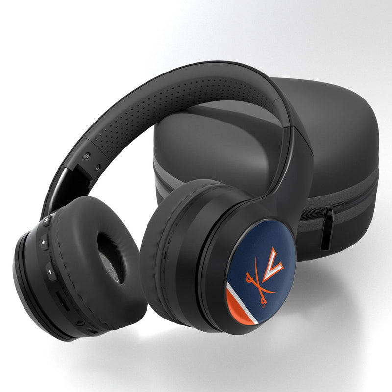 University of Virginia Cavaliers Stripe Wireless Over-Ear BT Headphones With Case