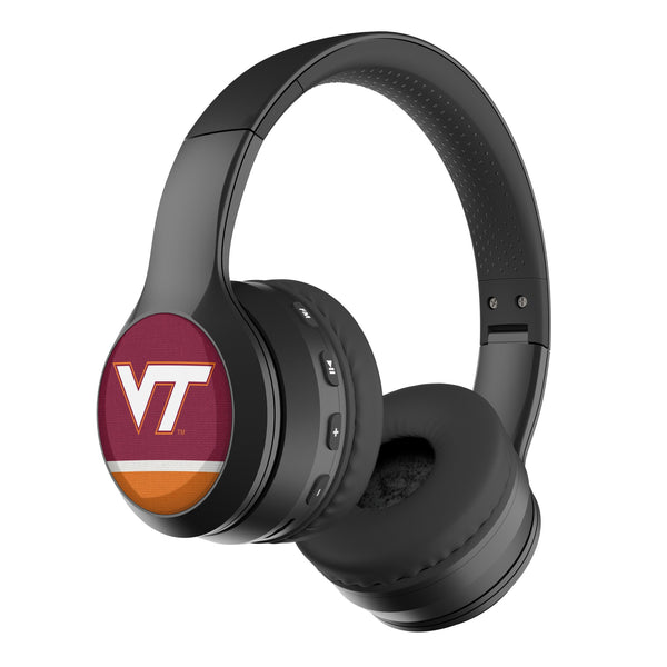 Virginia Tech Hokies Stripe Wireless Over-Ear BT Headphones With Case