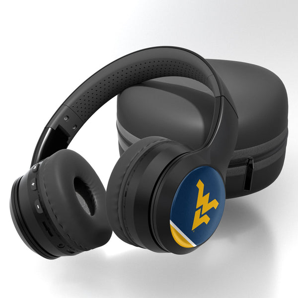 West Virginia University Mountaineers Stripe Wireless Over-Ear BT Headphones With Case