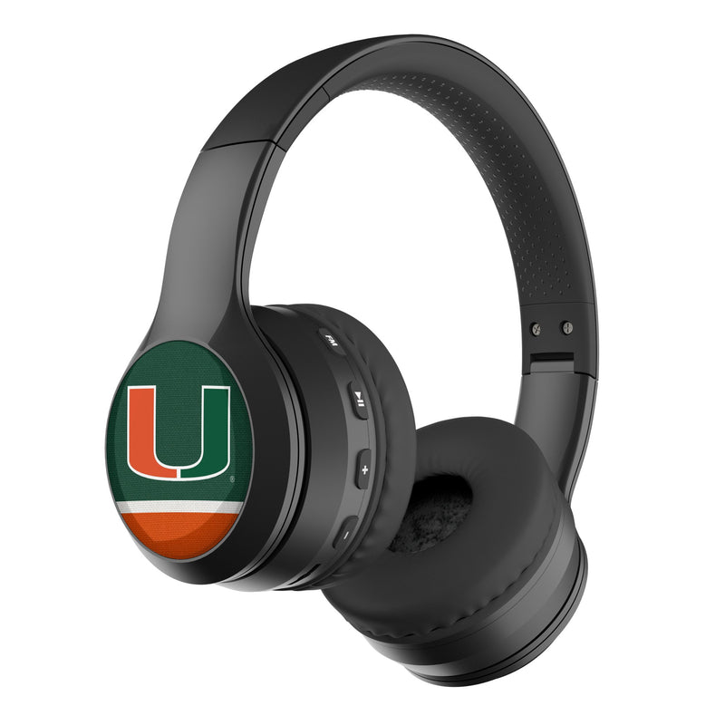 University of Miami Hurricanes Stripe Wireless Over-Ear BT Headphones With Case