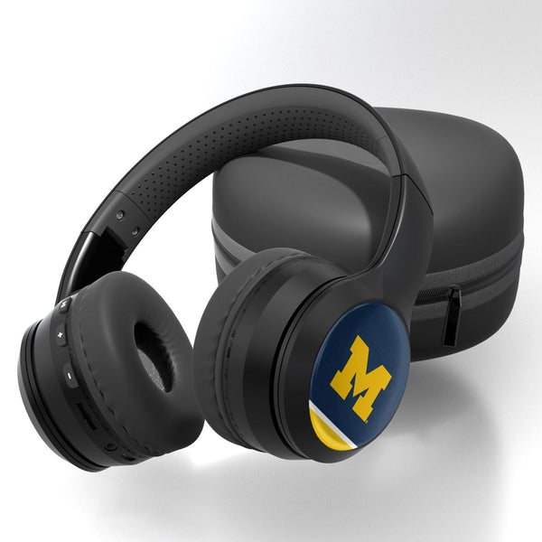 University of Michigan Wolverines Stripe Wireless Over-Ear BT Headphones With Case