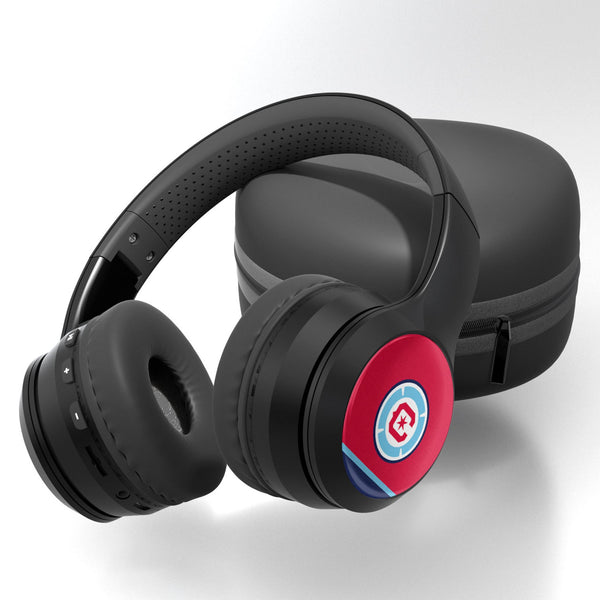 Chicago Fire  Stripe Wireless Over-Ear BT Headphones With Case