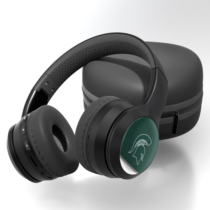 Michigan State University Spartans Stripe Wireless Over-Ear BT Headphones With Case