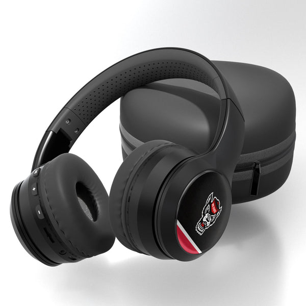 North Carolina State University Wolfpack Stripe Wireless Over-Ear BT Headphones With Case