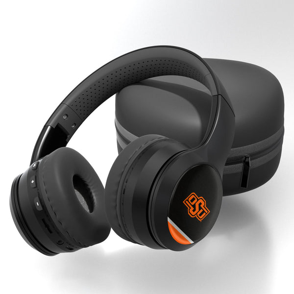 Oklahoma State University Cowboys Stripe Wireless Over-Ear BT Headphones With Case