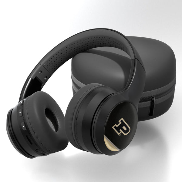 Purdue University Boilermakers Stripe Wireless Over-Ear BT Headphones With Case