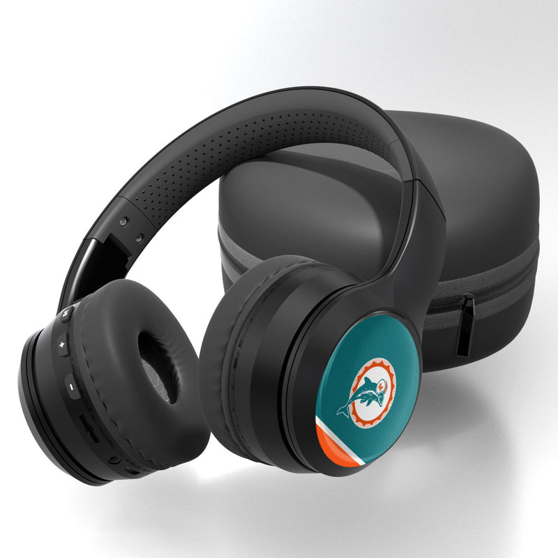 Miami Dolphins 1966-1973 Historic Collection Stripe Wireless Over-Ear BT Headphones With Case