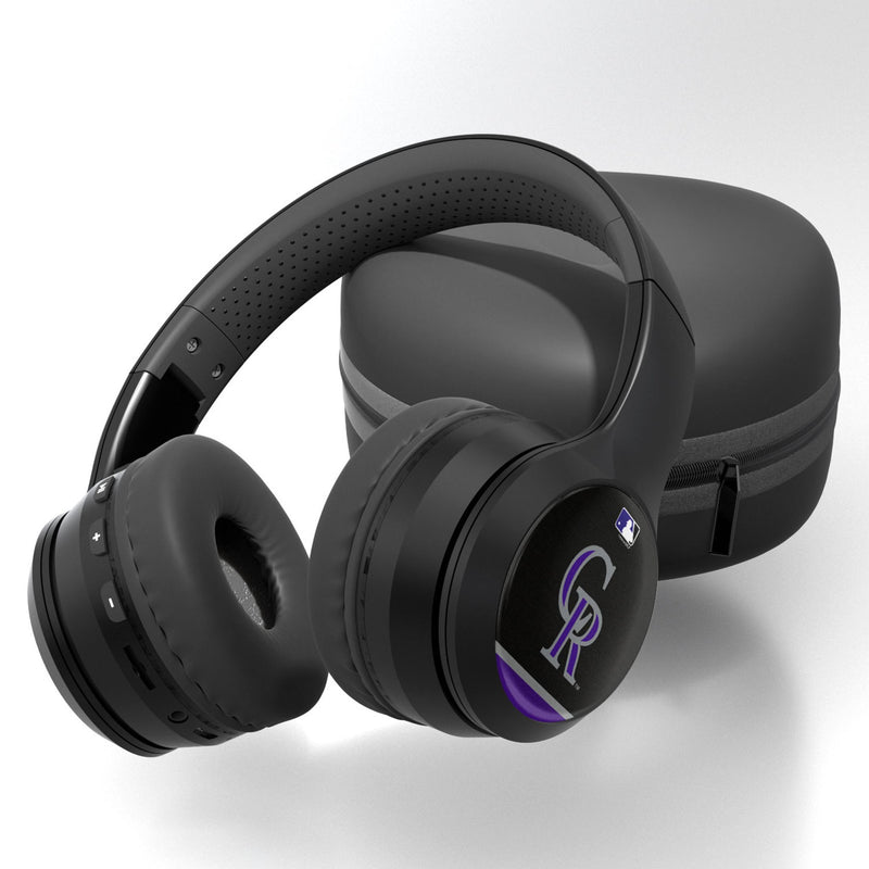 Colorado Rockies Stripe Wireless Over-Ear BT Headphones With Case