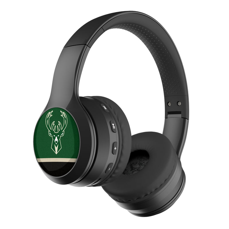 Milwaukee Bucks Stripe Wireless Over-Ear BT Headphones With Case