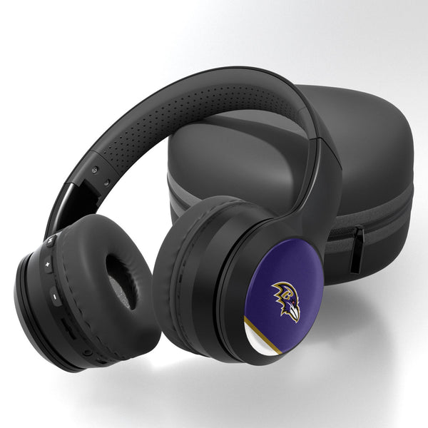 Baltimore Ravens Stripe Wireless Over-Ear BT Headphones With Case